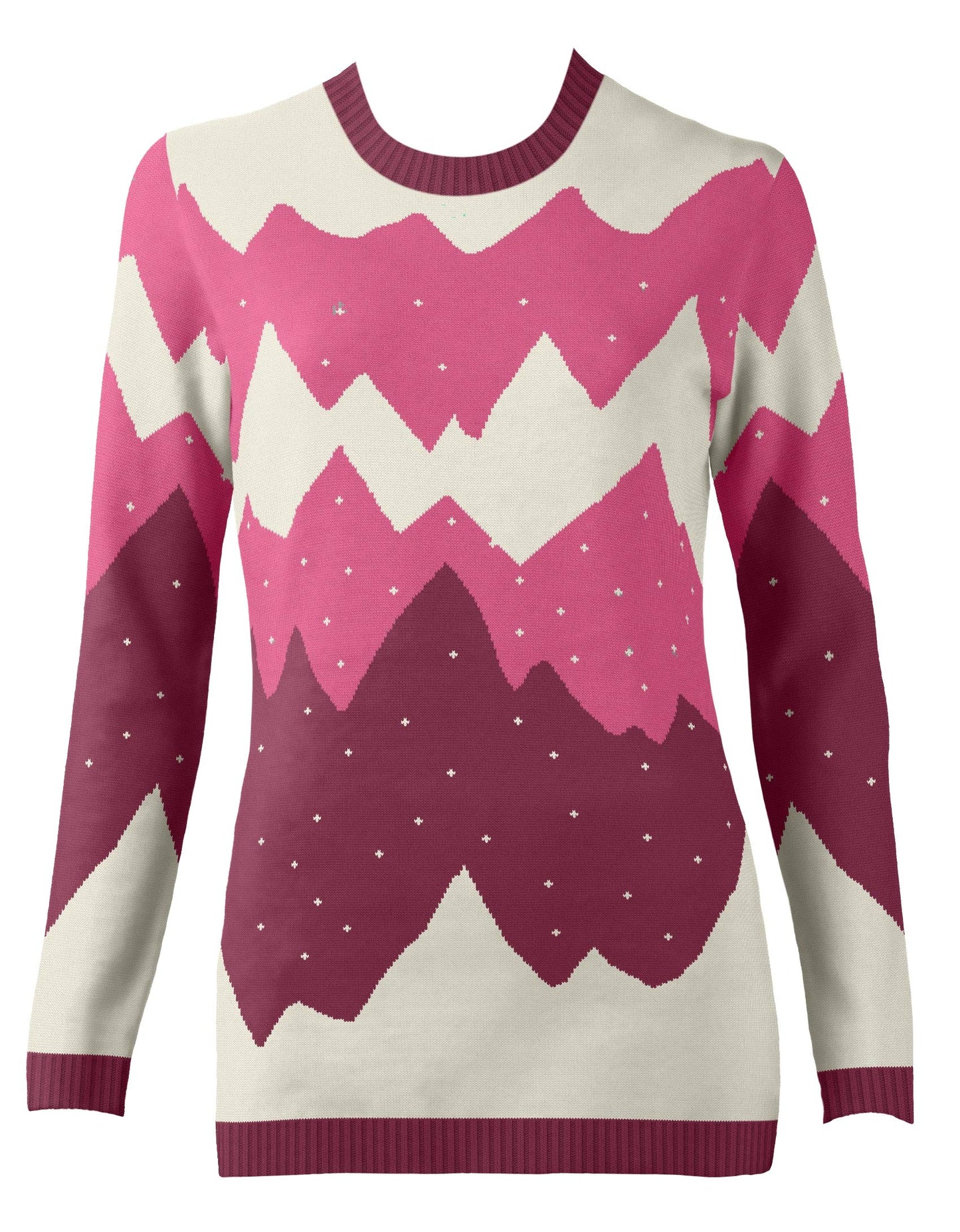 British Christmas Jumpers Women's Mountain Peak Pink Eco Christmas Jumper Pullover Sweater