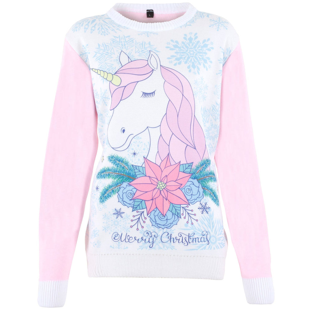 
            
                Load image into Gallery viewer, WINTER DEAL - Magical Christmas Unicorn Printed Knitted Women&amp;#39;s Jumper
            
        
